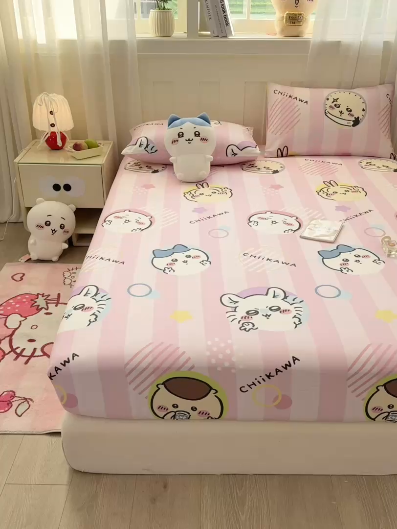 91家纺网 家纺一手货源 找家纺 博雅 2025新款全棉吉伊咔哇单床笠 家族吉伊卡哇