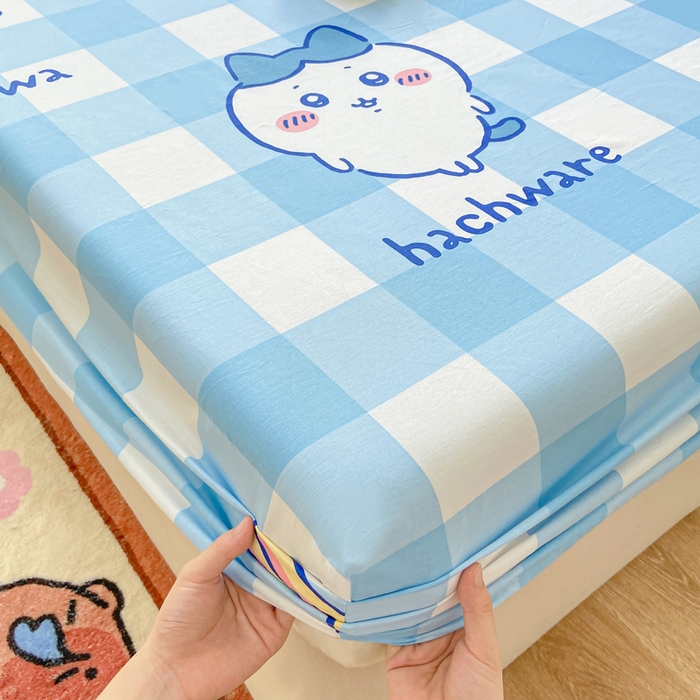 91家纺网 家纺一手货源 找家纺 博雅 2025新款全棉吉伊咔哇单床笠 蓝格吉伊卡哇