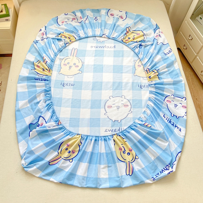 91家纺网 家纺一手货源 找家纺 博雅 2025新款全棉吉伊咔哇单床笠 蓝格吉伊卡哇