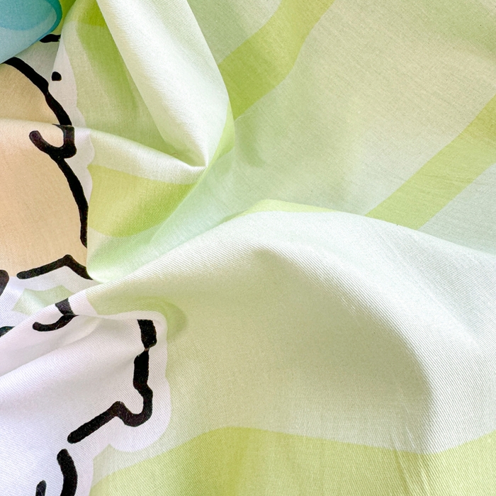 91家纺网 家纺一手货源 找家纺 博雅 2025新款全棉吉伊咔哇单床笠 绿条纹吉伊卡哇