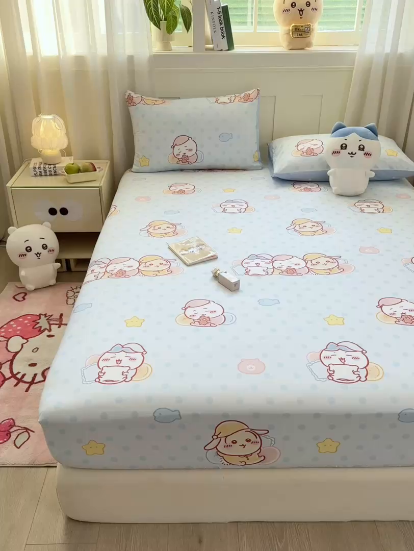 91家纺网 家纺一手货源 找家纺 博雅 2025新款全棉吉伊咔哇单床笠 星梦吉伊卡哇