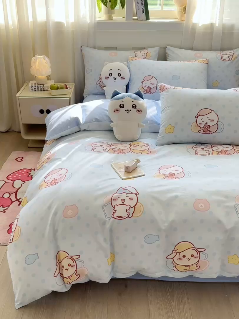 91家纺网 家纺一手货源 找家纺 （总）博雅 2025新款吉伊卡哇正版授权全棉卡通印花四件套