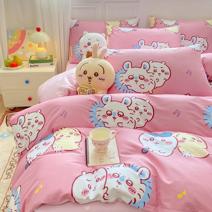 博雅 2025新款吉伊卡哇正版授权全棉卡通印花四件套 粉色吉伊卡哇