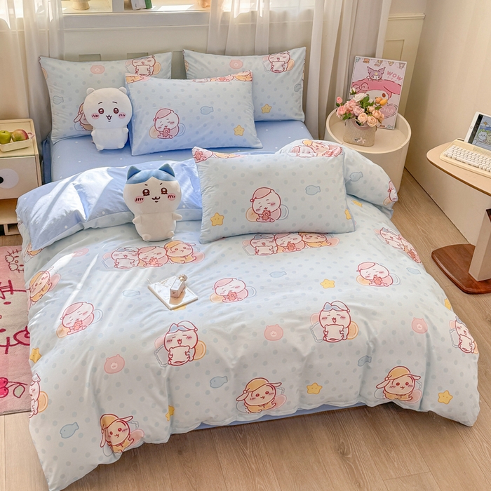 91家纺网 家纺一手货源 找家纺 博雅 2025新款吉伊卡哇正版授权全棉卡通印花四件套 星梦吉伊卡哇