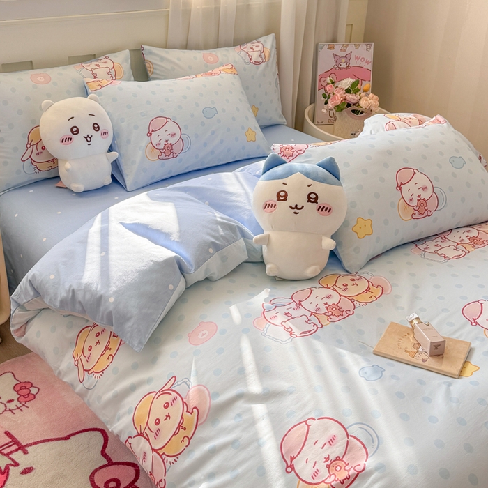 91家纺网 家纺一手货源 找家纺 博雅 2025新款吉伊卡哇正版授权全棉卡通印花四件套 星梦吉伊卡哇