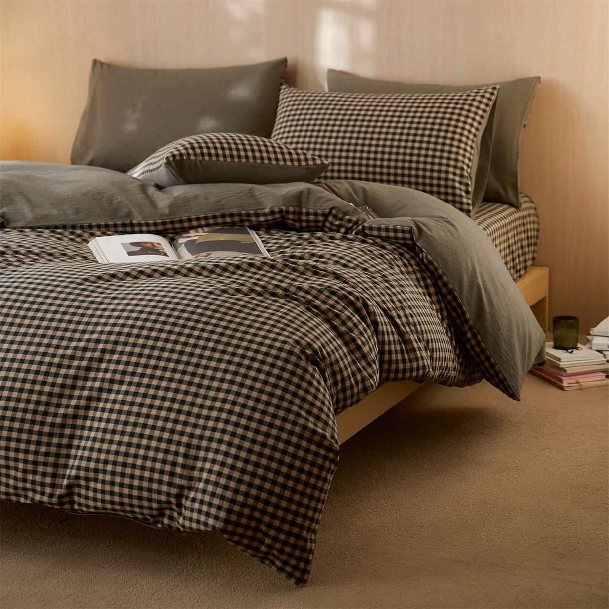 91家纺网 家纺一手货源 找家纺 （总）启程家纺 2026新款纯棉水洗棉复古小格多规格系列单品被套