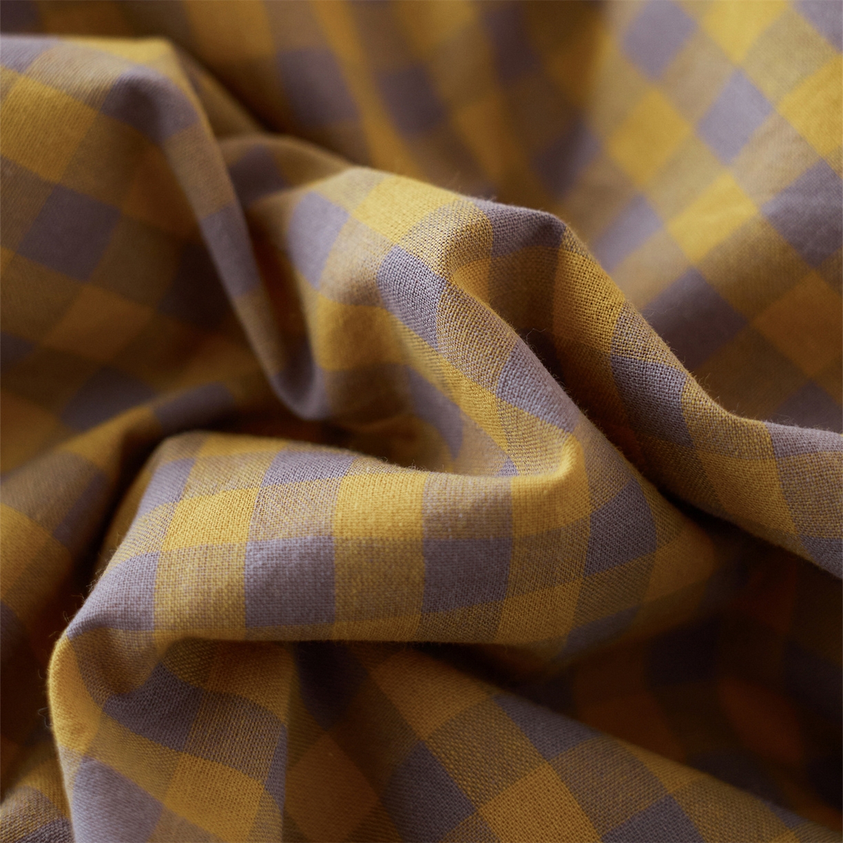 91家纺网 家纺一手货源 找家纺 启程家纺 2026新款纯棉水洗棉复古小格多规格系列单品被套 复古小格-黄