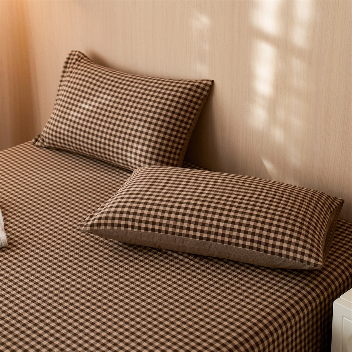 91家纺网 家纺一手货源 找家纺 启程家纺 2026新款纯棉水洗棉复古小格多规格系列单品被套 复古小格-咖