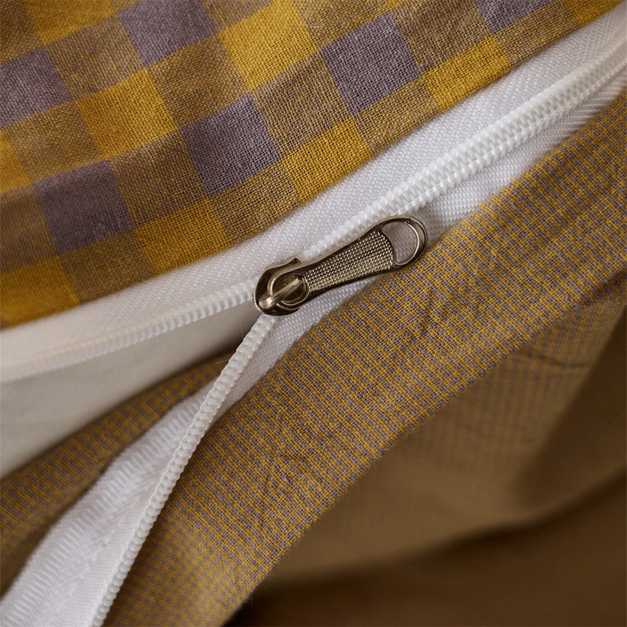 91家纺网 家纺一手货源 找家纺 启程家纺 2026新款纯棉水洗棉复古小格多规格系列单品被套 复古小格-黄