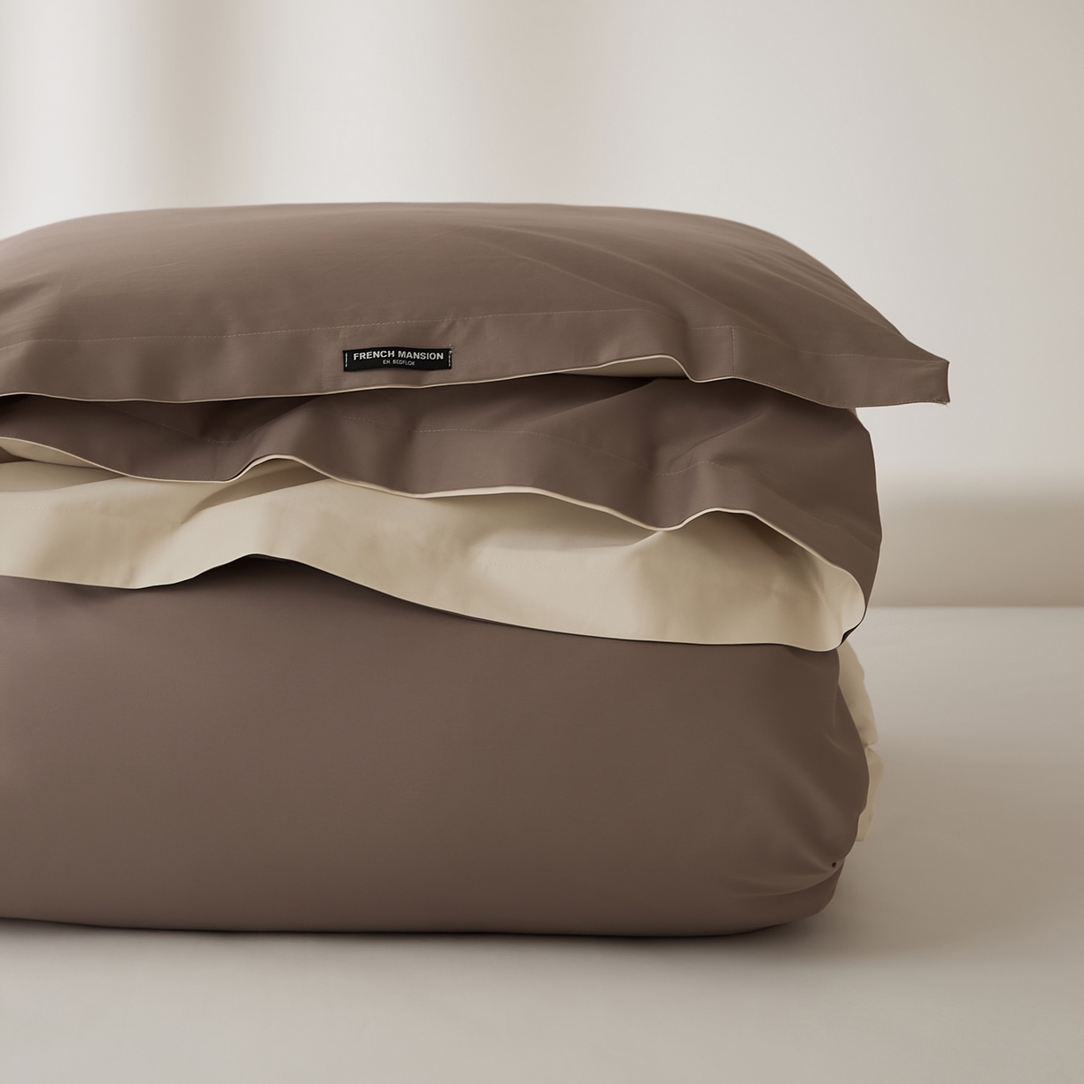 91家纺网 家纺一手货源 找家纺 EH家居 2026新款长绒棉安缦之境单品系列单被套 安缦之境-布朗尼咖