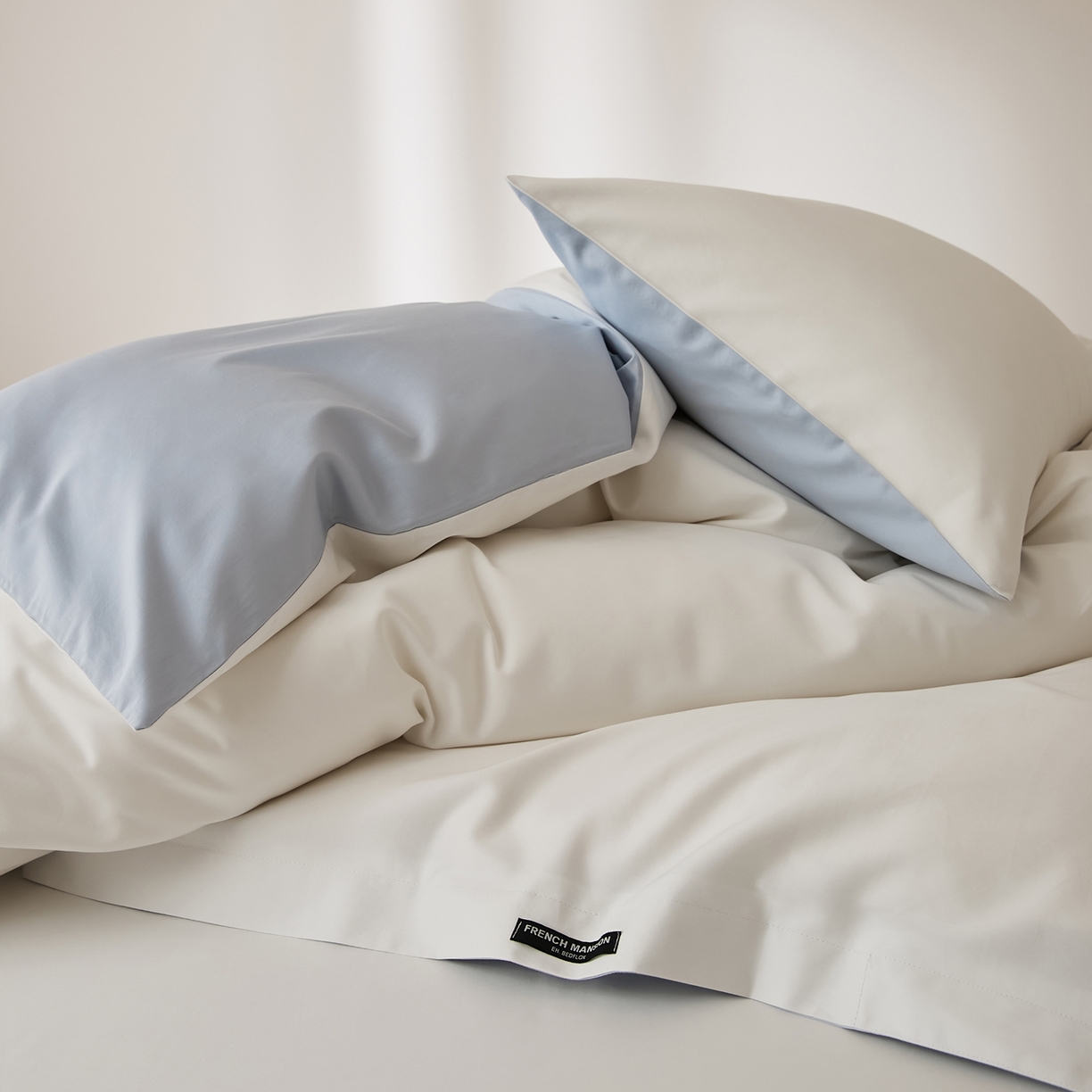 91家纺网 家纺一手货源 找家纺 EH家居 2026新款长绒棉安缦之境单品系列单被套 安缦之境-蓝白