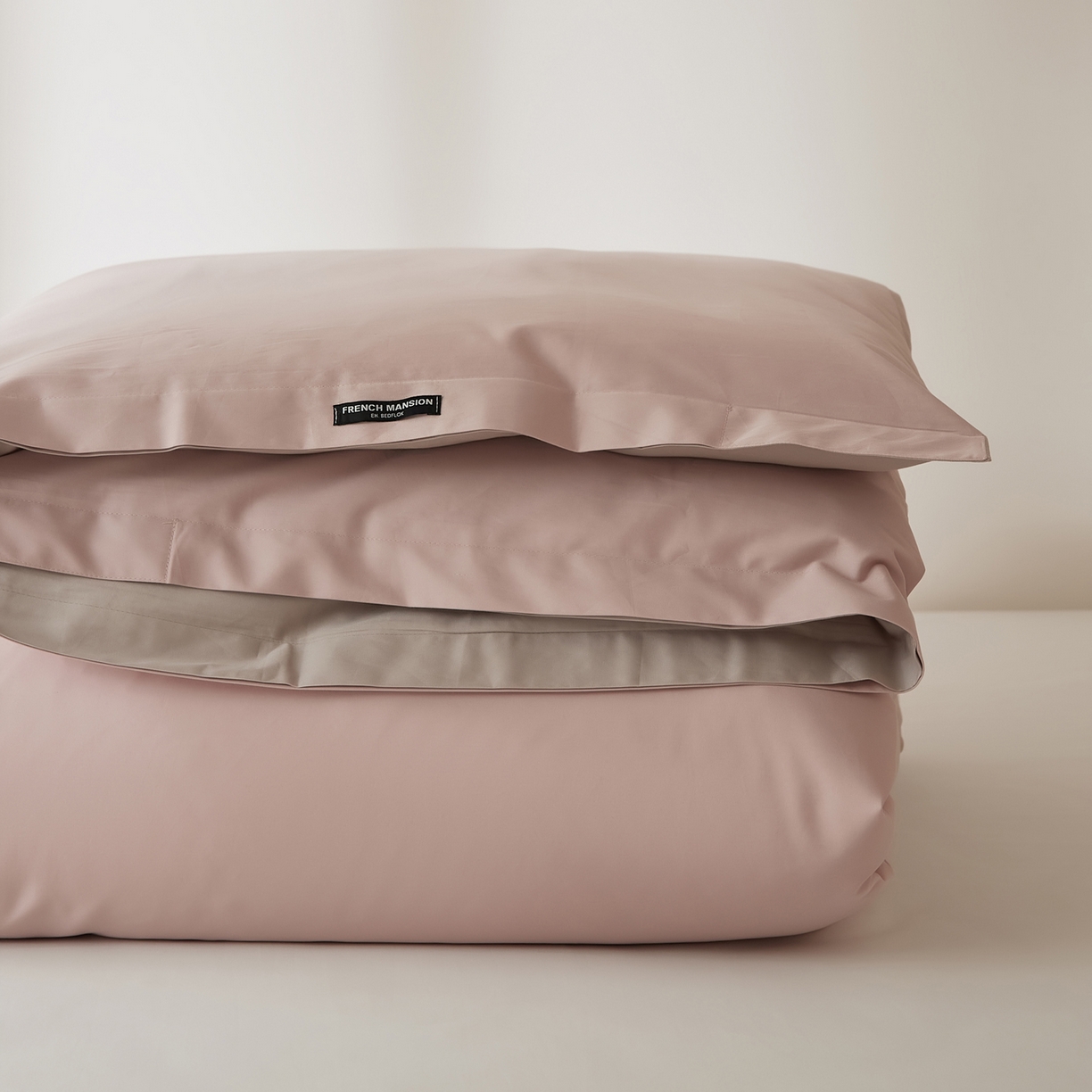 91家纺网 家纺一手货源 找家纺 EH家居 2026新款长绒棉安缦之境单品系列单被套 安缦之境-洋气粉灰