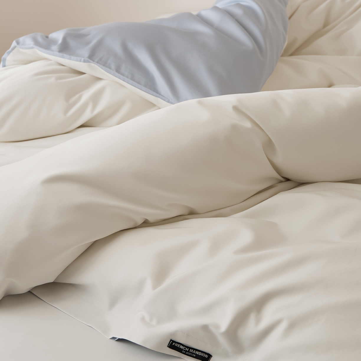 91家纺网 家纺一手货源 找家纺 EH家居 2026新款长绒棉安缦之境单品系列单被套 安缦之境-蓝白