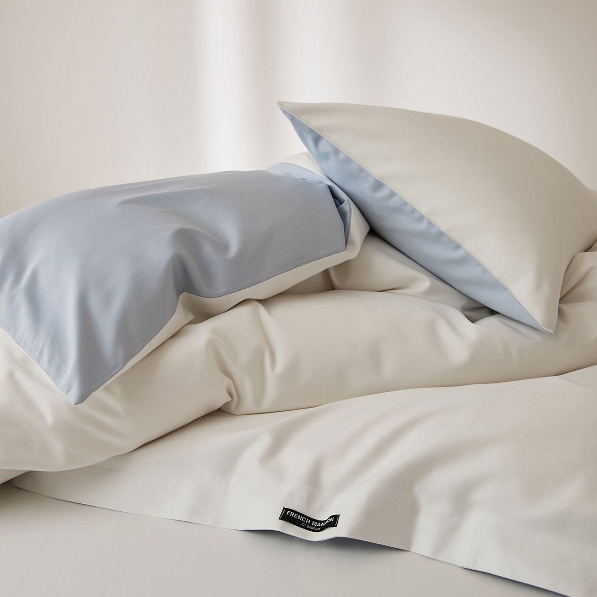 91家纺网 家纺一手货源 找家纺 EH家居 2026新款长绒棉安缦之境单品系列单被套 安缦之境-蓝白