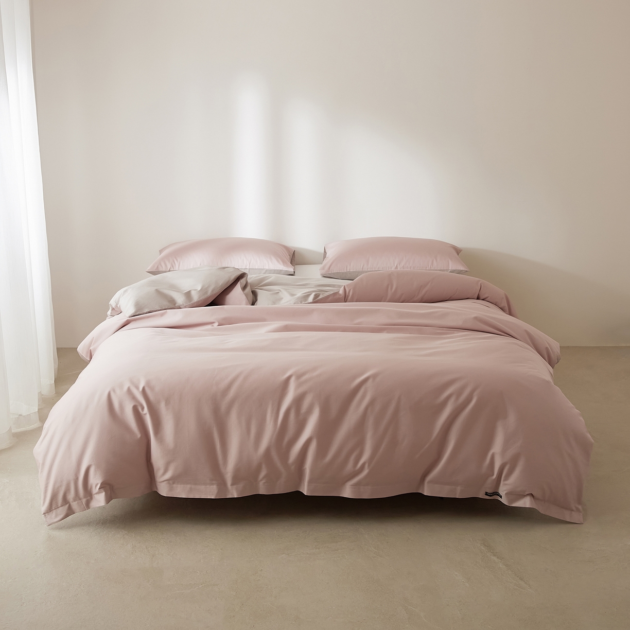 91家纺网 家纺一手货源 找家纺 EH家居 2026新款长绒棉安缦之境单品系列单被套 安缦之境-洋气粉灰