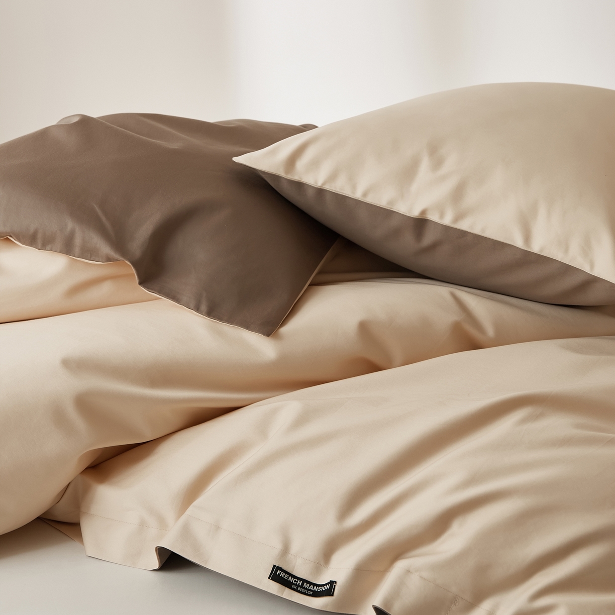 91家纺网 家纺一手货源 找家纺 EH家居 2026新款长绒棉安缦之境单品系列单被套 安缦之境-梦幻香槟色