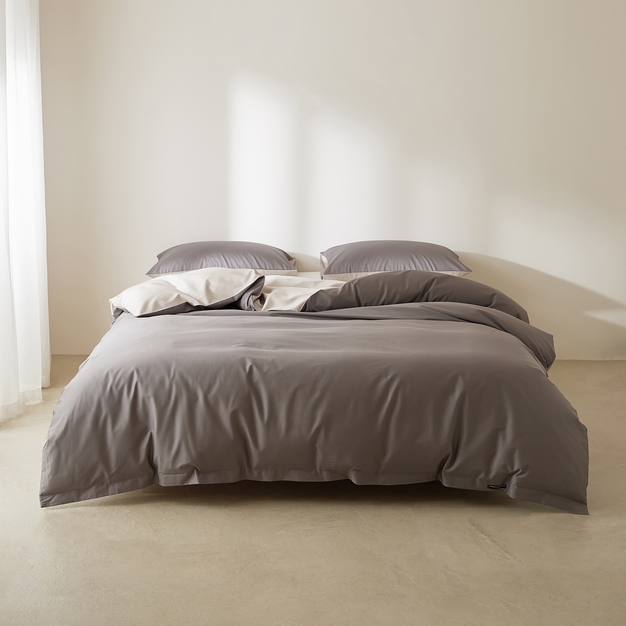 91家纺网 家纺一手货源 找家纺 EH家居 2026新款长绒棉安缦之境单品系列单被套 安缦之境-冰岛深灰