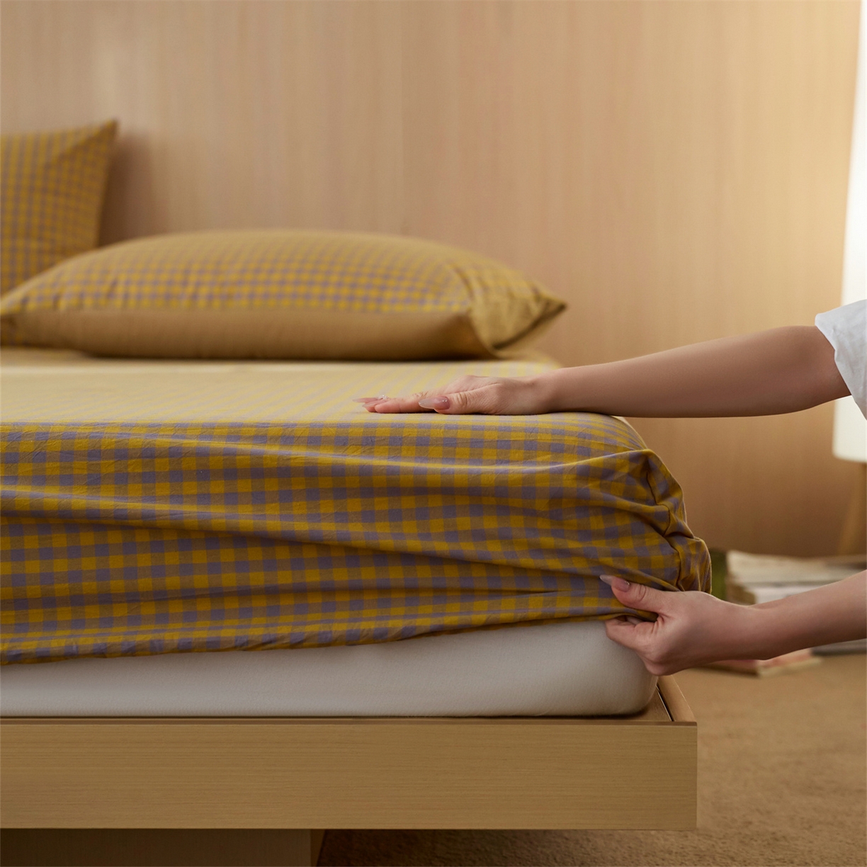 91家纺网 家纺一手货源 找家纺 （总）启程家纺 2026新款纯棉水洗棉复古小格多规格系列单品床笠