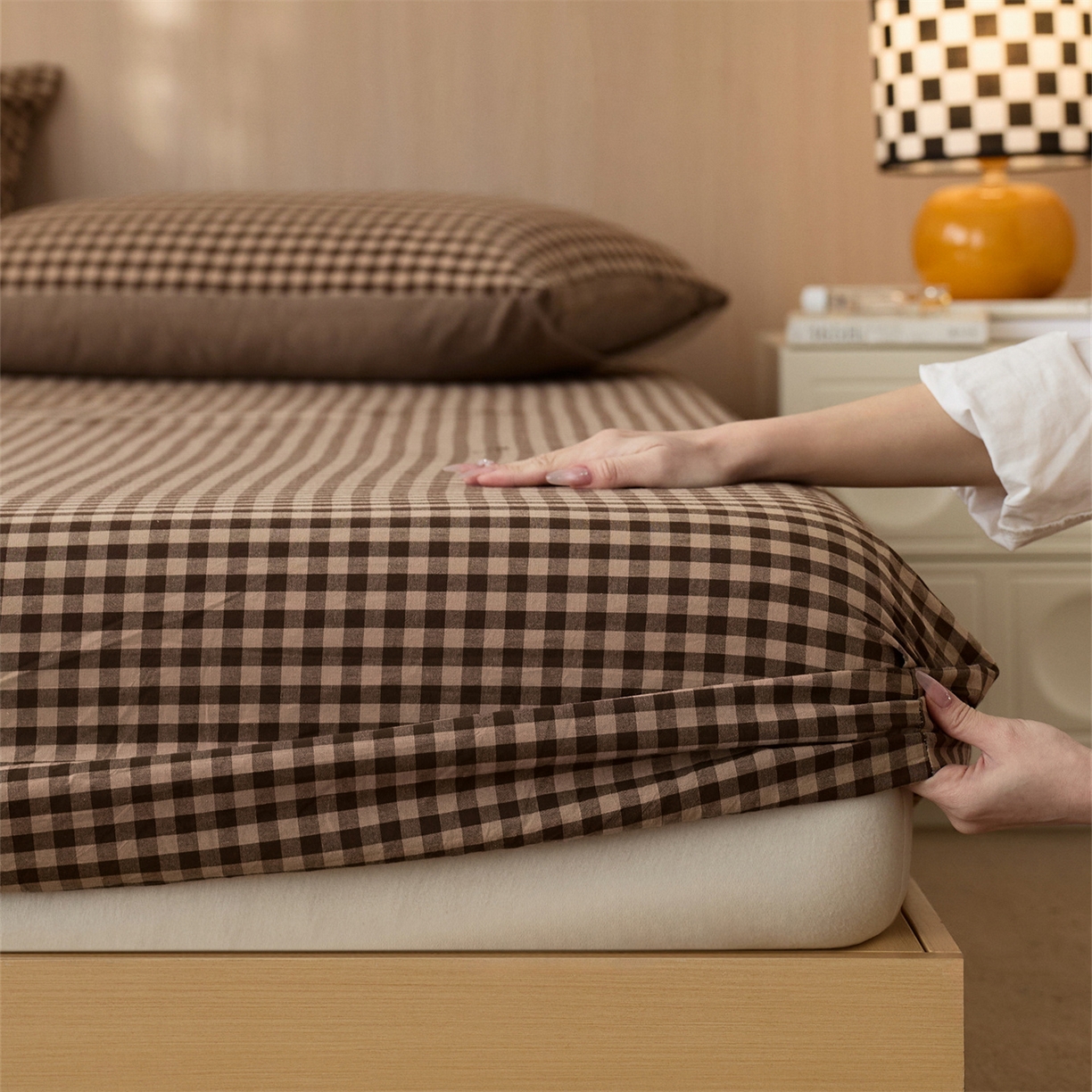 91家纺网 家纺一手货源 找家纺 （总）启程家纺 2026新款纯棉水洗棉复古小格多规格系列单品床笠