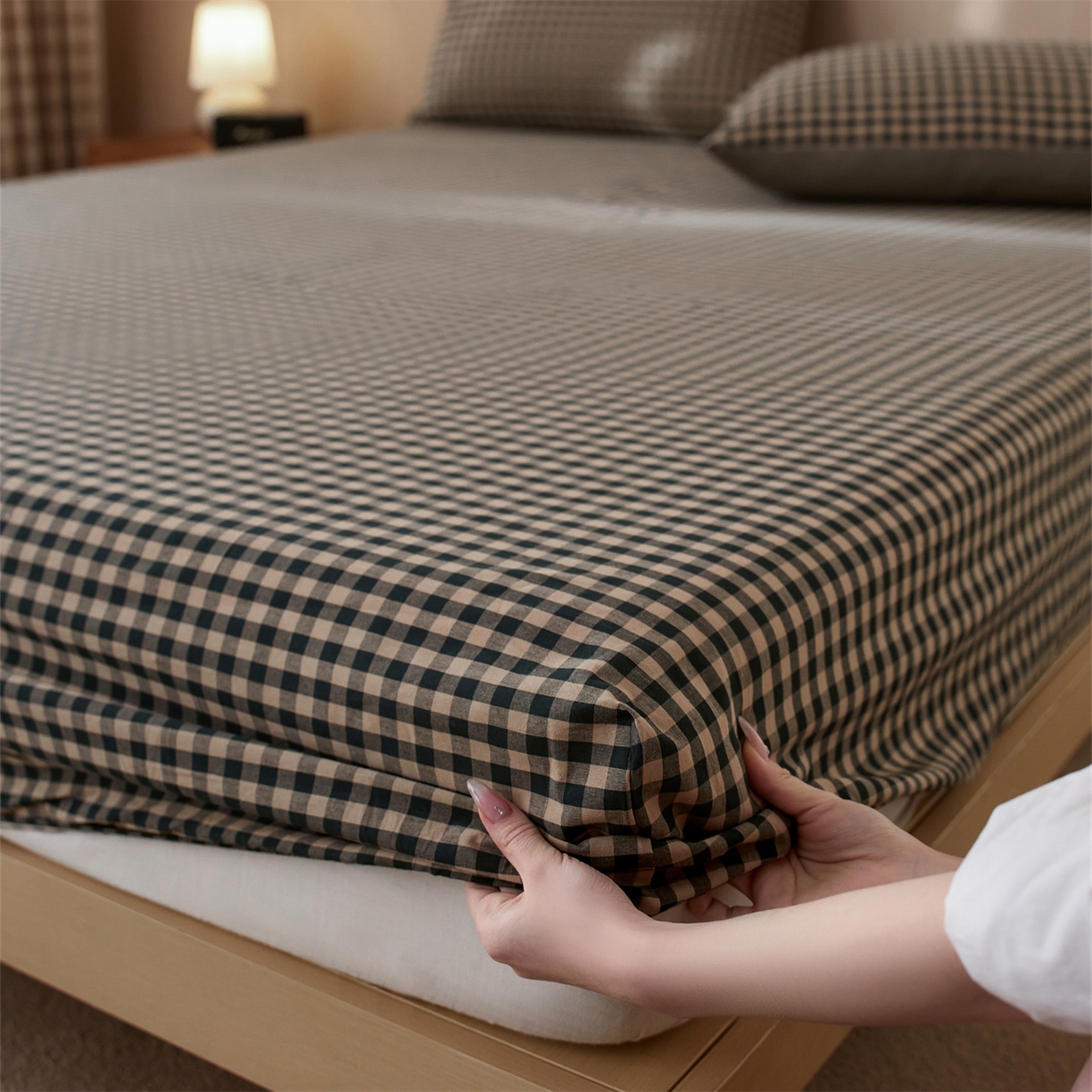 91家纺网 家纺一手货源 找家纺 （总）启程家纺 2026新款纯棉水洗棉复古小格多规格系列单品床笠