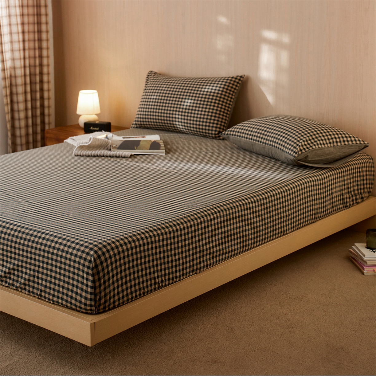 91家纺网 家纺一手货源 找家纺 （总）启程家纺 2026新款纯棉水洗棉复古小格多规格系列单品床笠