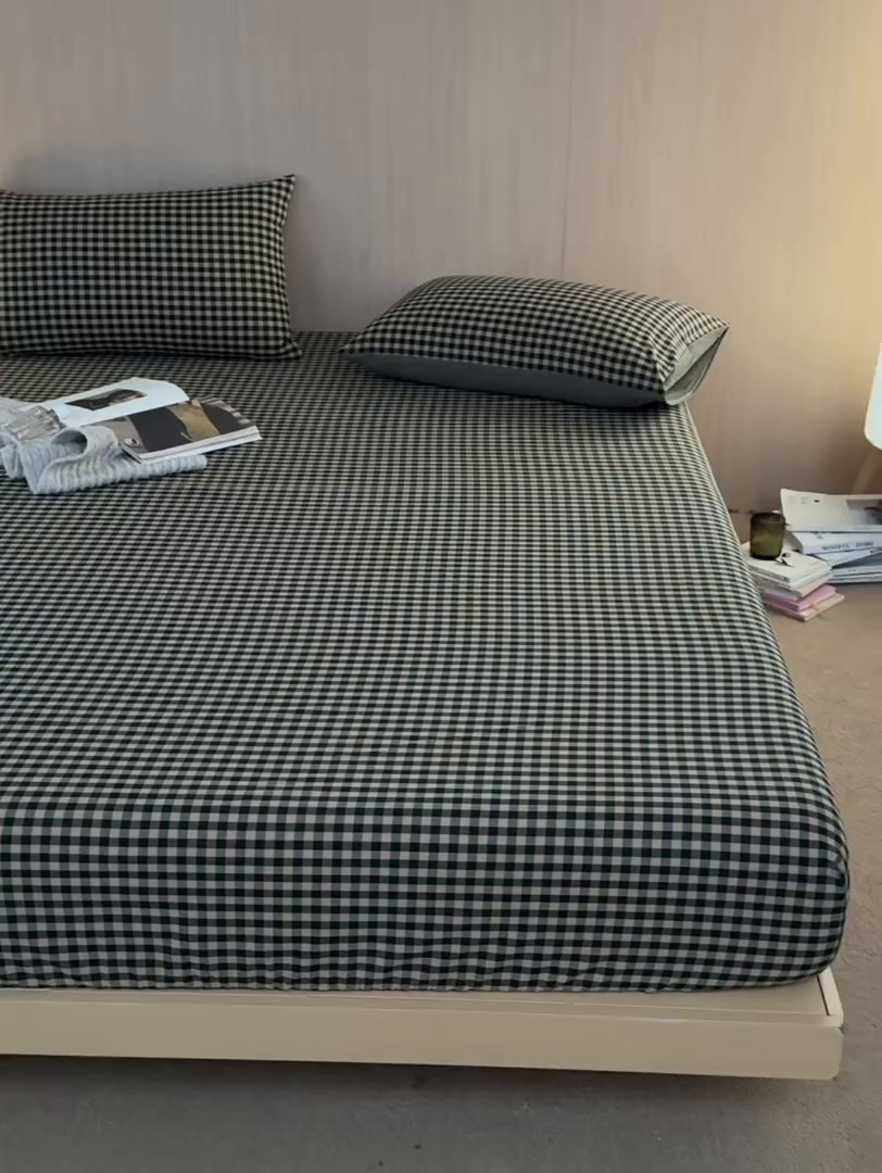 91家纺网 家纺一手货源 找家纺 （总）启程家纺 2026新款纯棉水洗棉复古小格多规格系列单品床笠