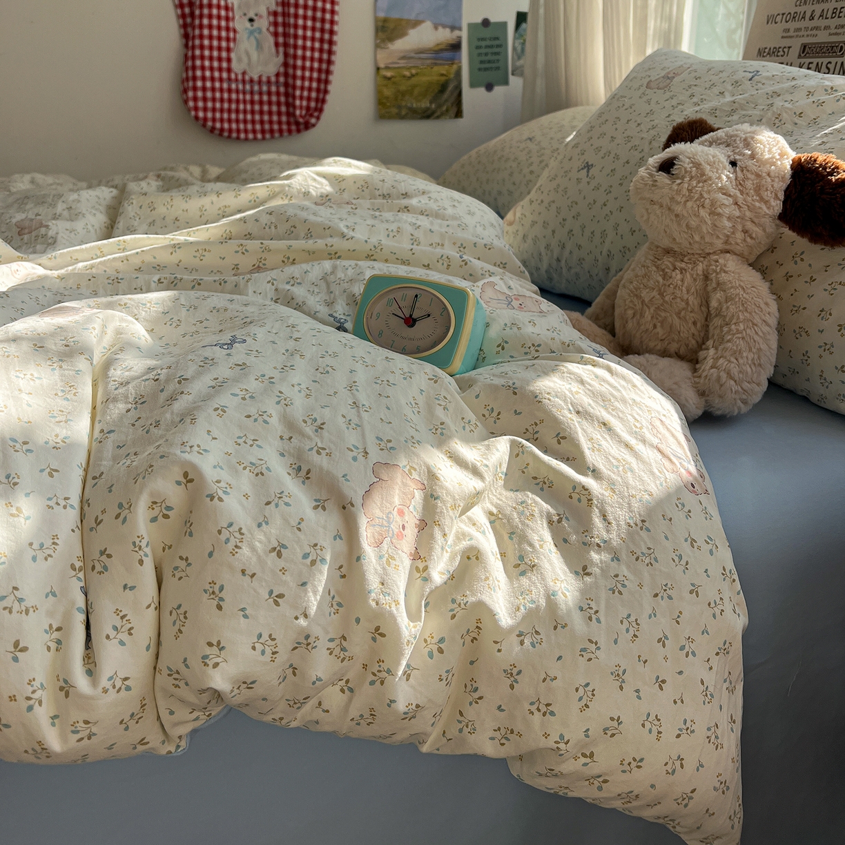 91家纺网 家纺一手货源 找家纺 （总）水墨江南 2026新款加厚仿棉古法水洗棉小布袋款印花四件套