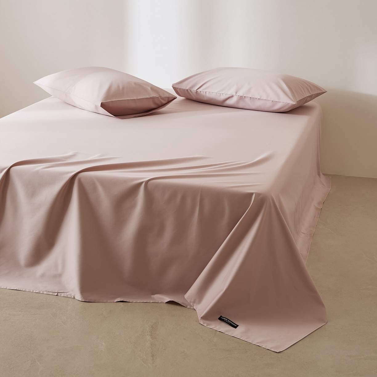 91家纺网 家纺一手货源 找家纺 EH家居 2026新款长绒棉安缦之境单品系列单床单 安缦之境-灰裸粉