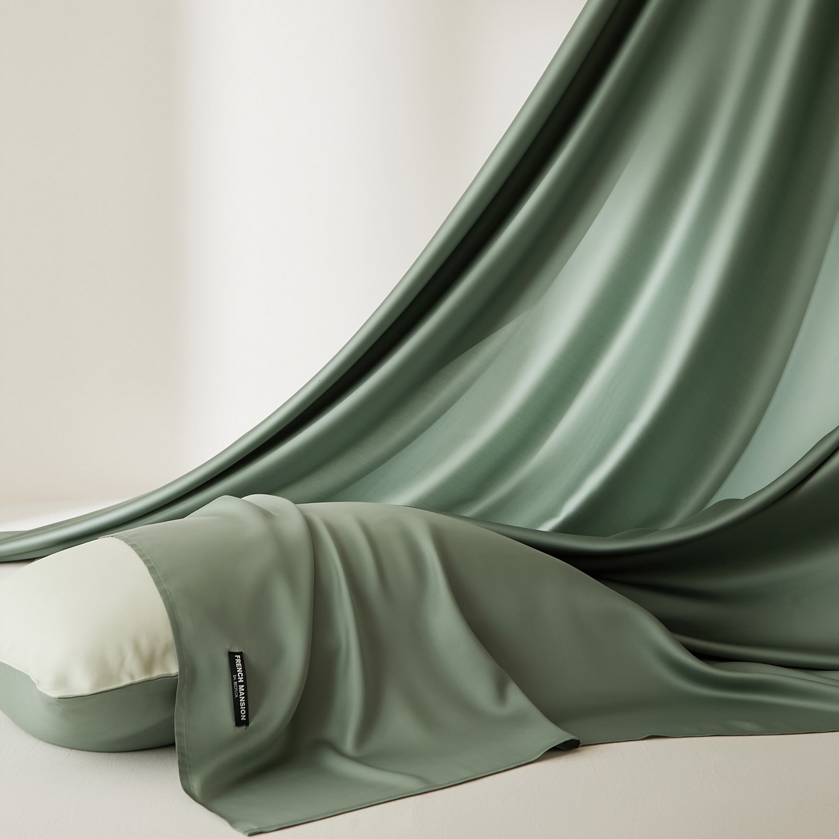 91家纺网 家纺一手货源 找家纺 EH家居 2026新款长绒棉安缦之境单品系列单床单 安缦之境-藻绿