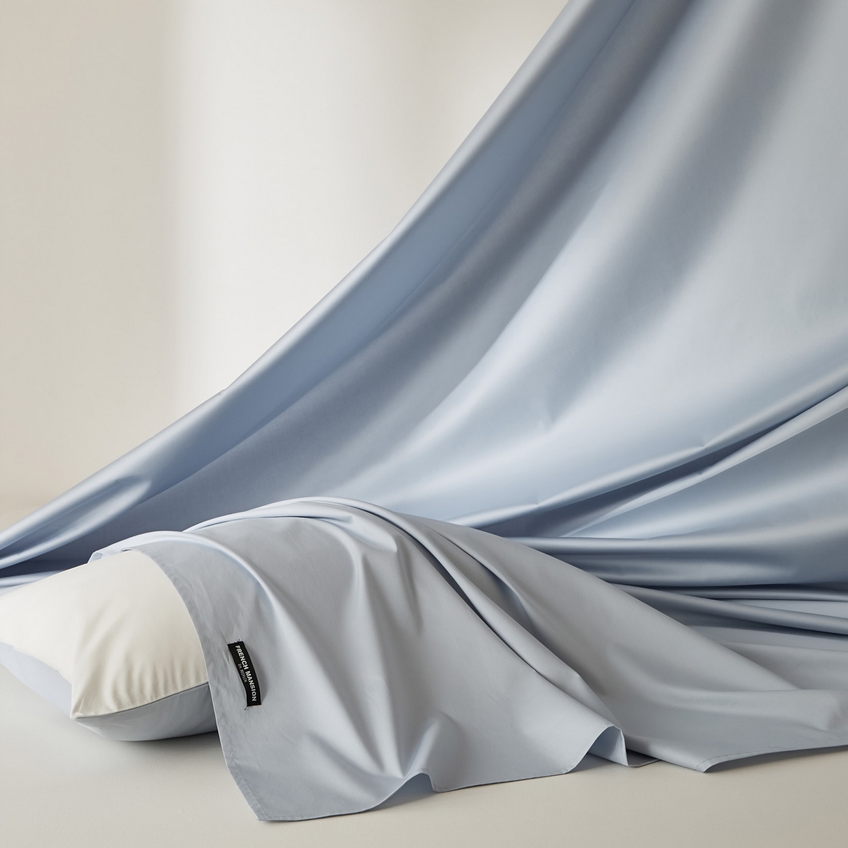 91家纺网 家纺一手货源 找家纺 EH家居 2026新款长绒棉安缦之境单品系列单床单 安缦之境-夏至蓝