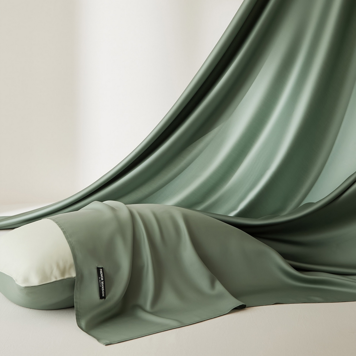 91家纺网 家纺一手货源 找家纺 EH家居 2026新款长绒棉安缦之境单品系列单床单 安缦之境-藻绿