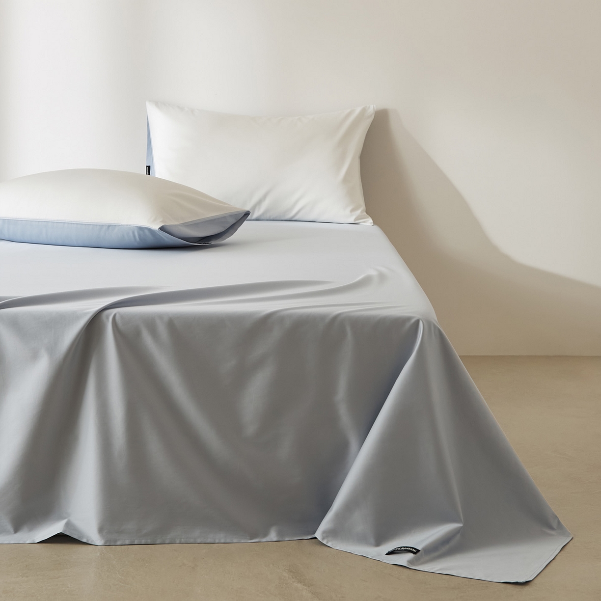 91家纺网 家纺一手货源 找家纺 EH家居 2026新款长绒棉安缦之境单品系列单床单 安缦之境-夏至蓝