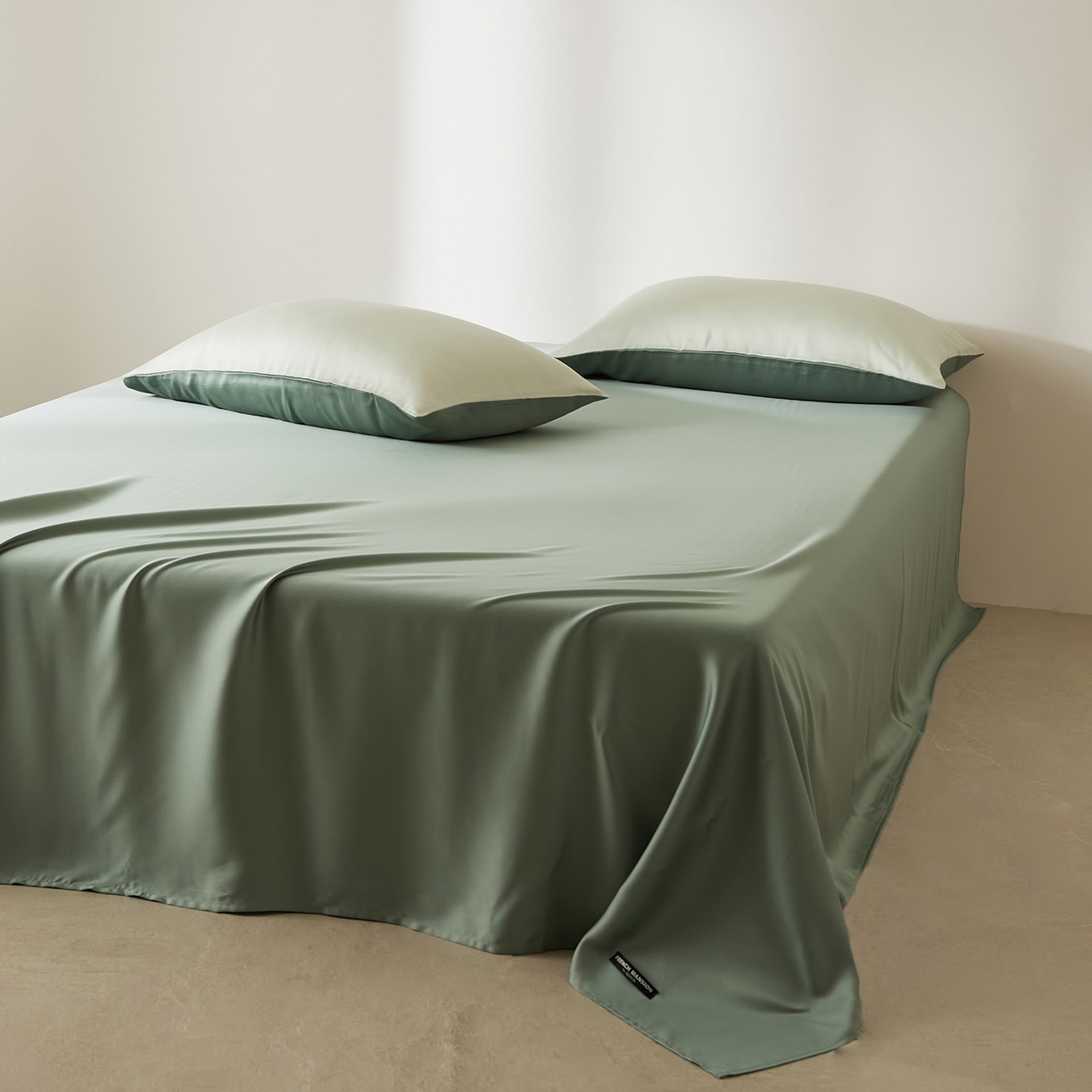 91家纺网 家纺一手货源 找家纺 EH家居 2026新款长绒棉安缦之境单品系列单床单 安缦之境-藻绿