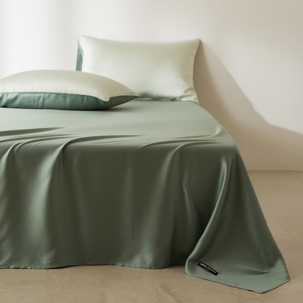 91家纺网 家纺一手货源 找家纺 EH家居 2026新款长绒棉安缦之境单品系列单床单 安缦之境-藻绿