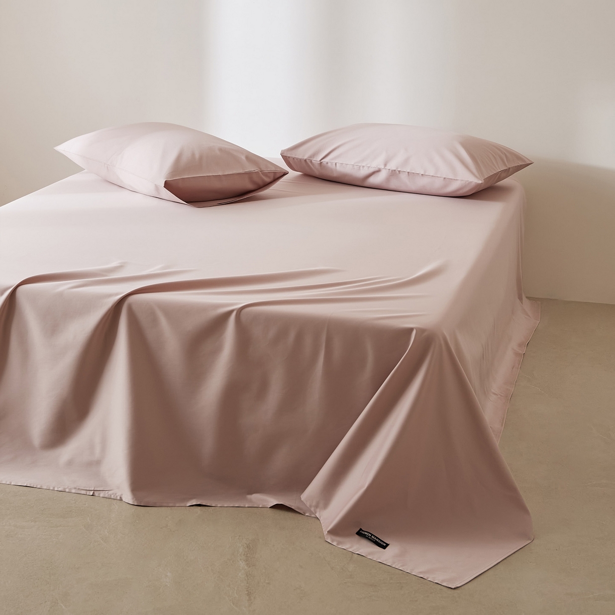 91家纺网 家纺一手货源 找家纺 EH家居 2026新款长绒棉安缦之境单品系列单床单 安缦之境-灰裸粉