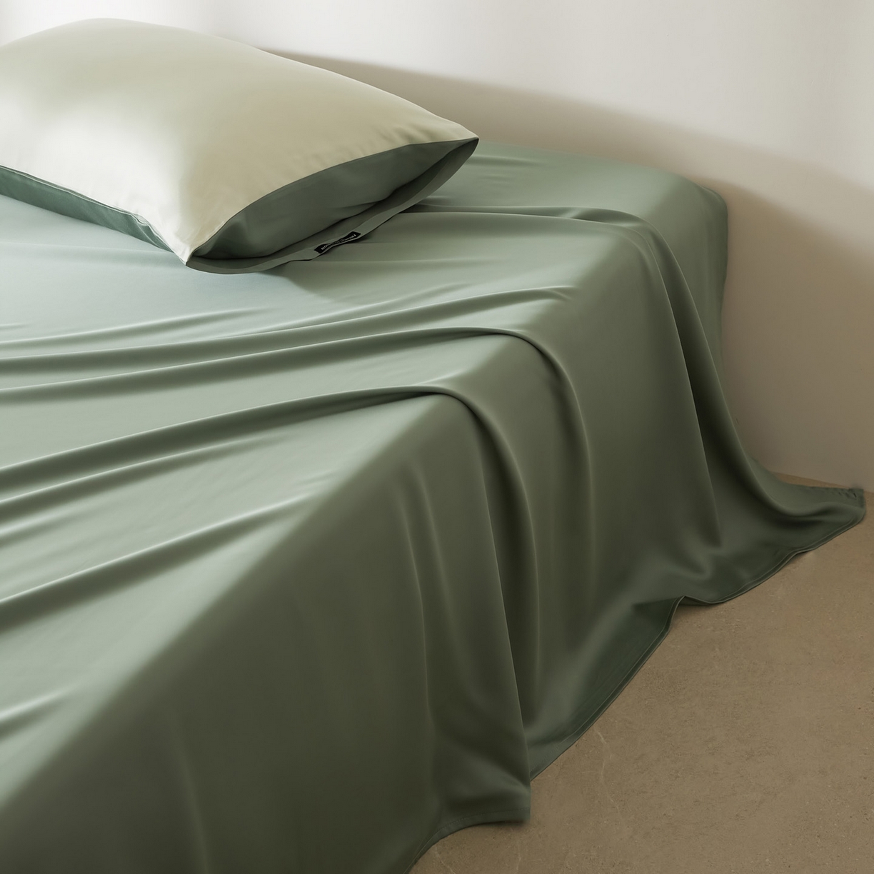 91家纺网 家纺一手货源 找家纺 EH家居 2026新款长绒棉安缦之境单品系列单床单 安缦之境-藻绿