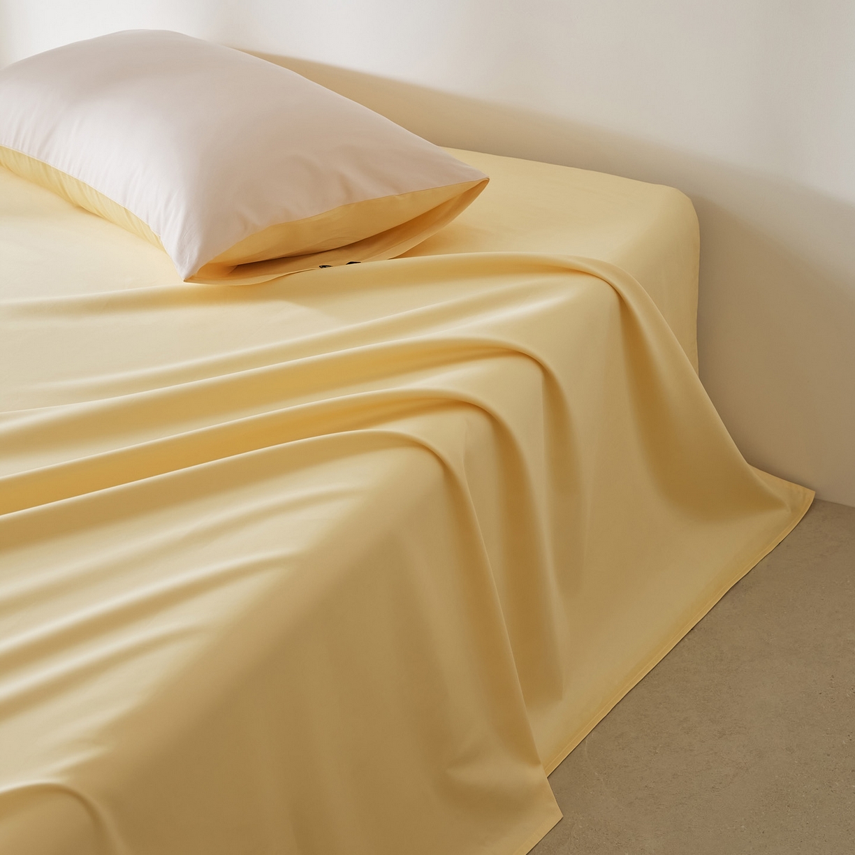 91家纺网 家纺一手货源 找家纺 EH家居 2026新款长绒棉安缦之境单品系列单床单 安缦之境-奶盖黄