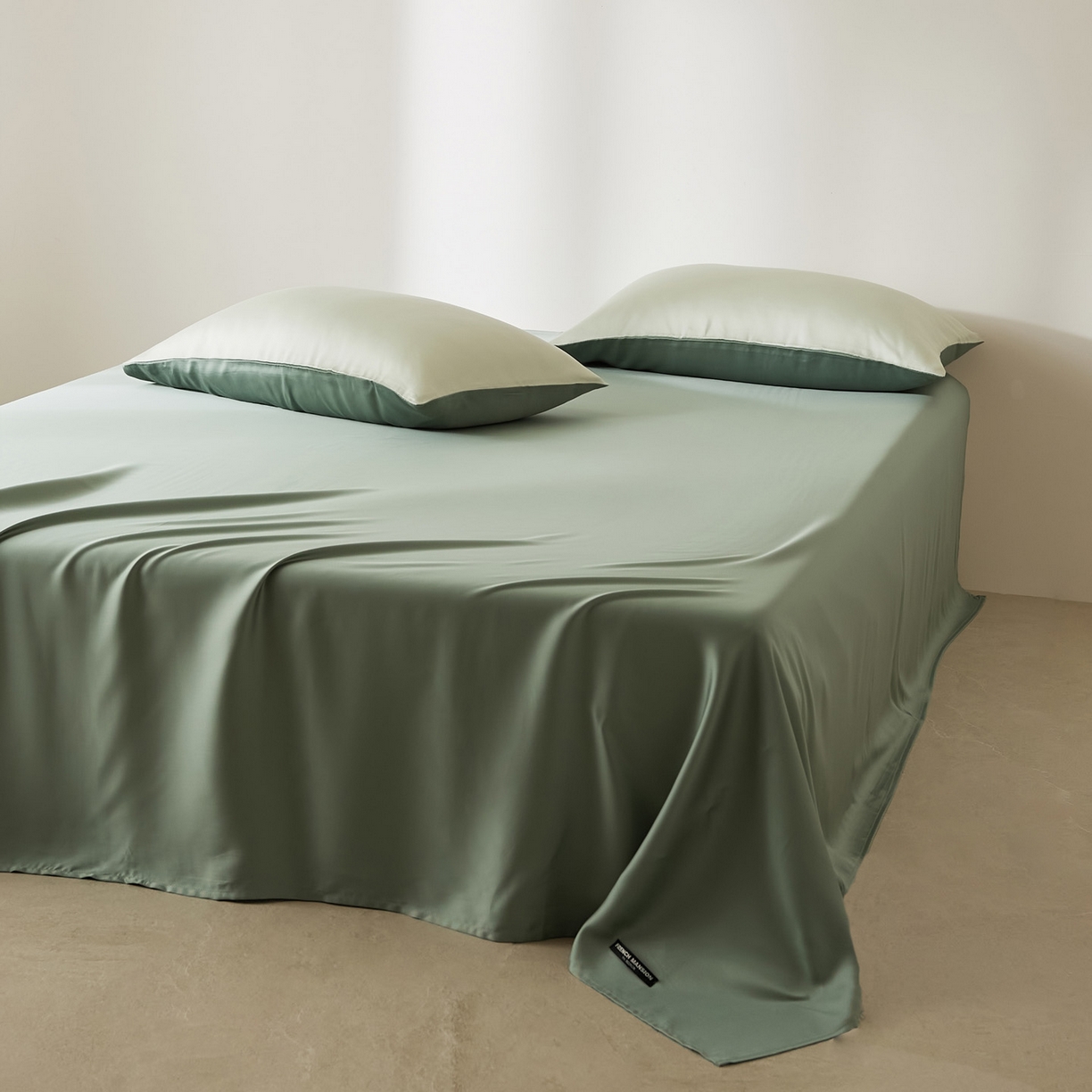 91家纺网 家纺一手货源 找家纺 EH家居 2026新款长绒棉安缦之境单品系列单床单 安缦之境-藻绿