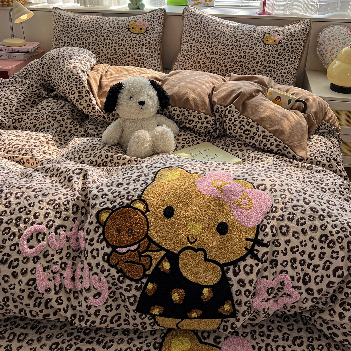 91家纺网 家纺一手货源 找家纺 水墨江南 2026直播热款加厚仿棉古法水洗棉夹棉床盖系列 豹纹猫