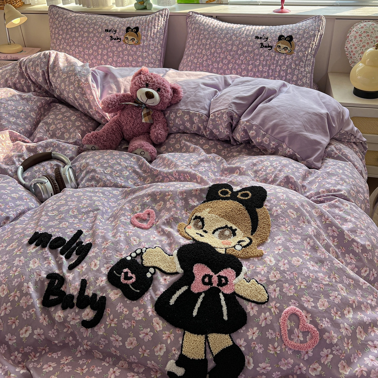 91家纺网 家纺一手货源 找家纺 水墨江南 2026直播热款加厚仿棉古法水洗棉夹棉床盖系列 摩登女孩