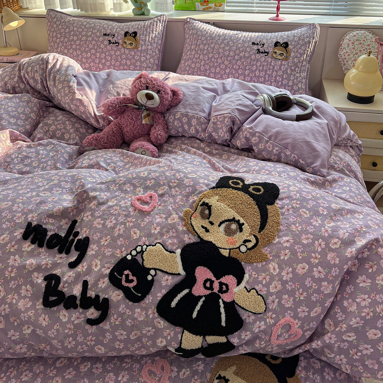 91家纺网 家纺一手货源 找家纺 水墨江南 2026直播热款加厚仿棉古法水洗棉夹棉床盖系列 摩登女孩