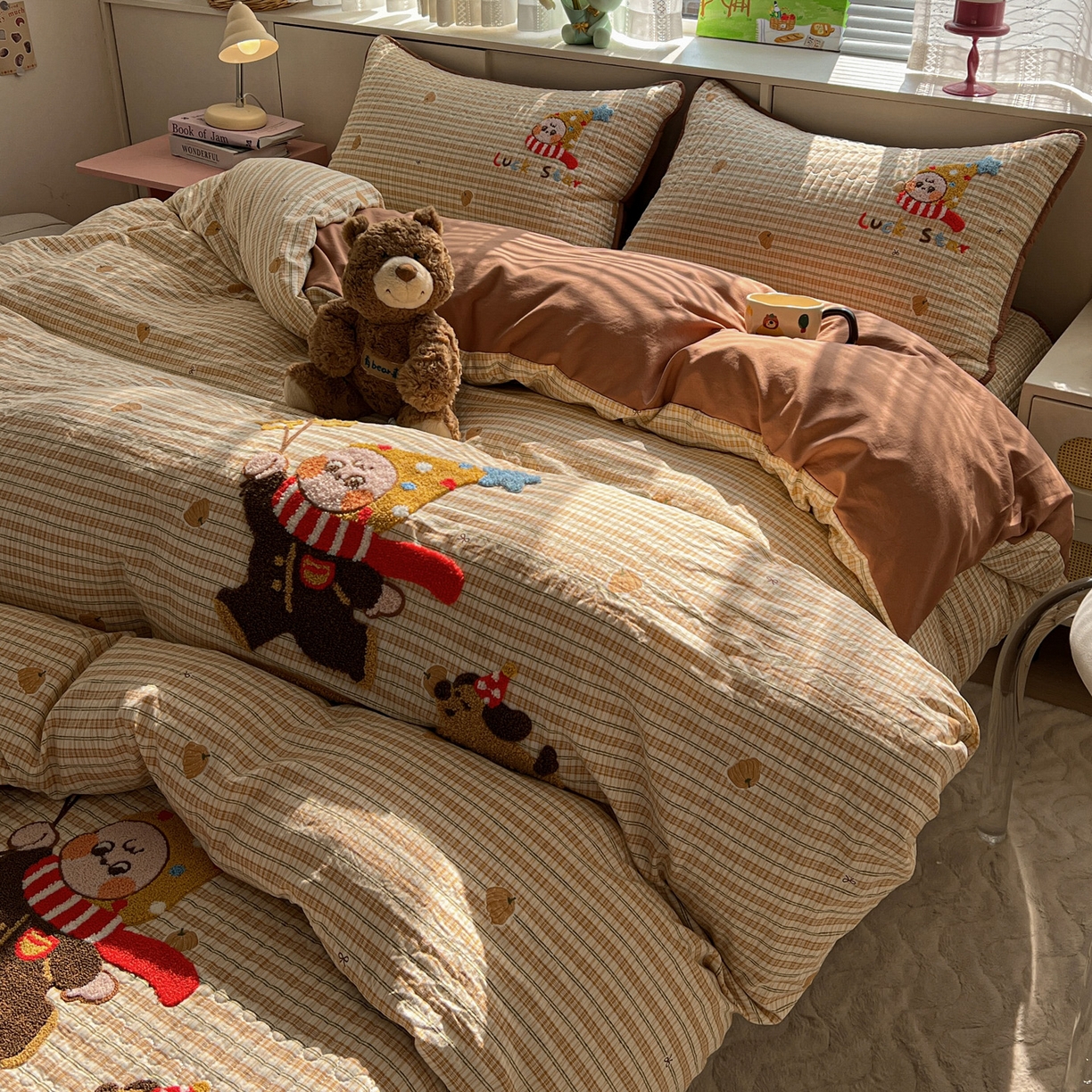 91家纺网 家纺一手货源 找家纺 水墨江南 2026直播热款加厚仿棉古法水洗棉夹棉床盖系列 星星男孩