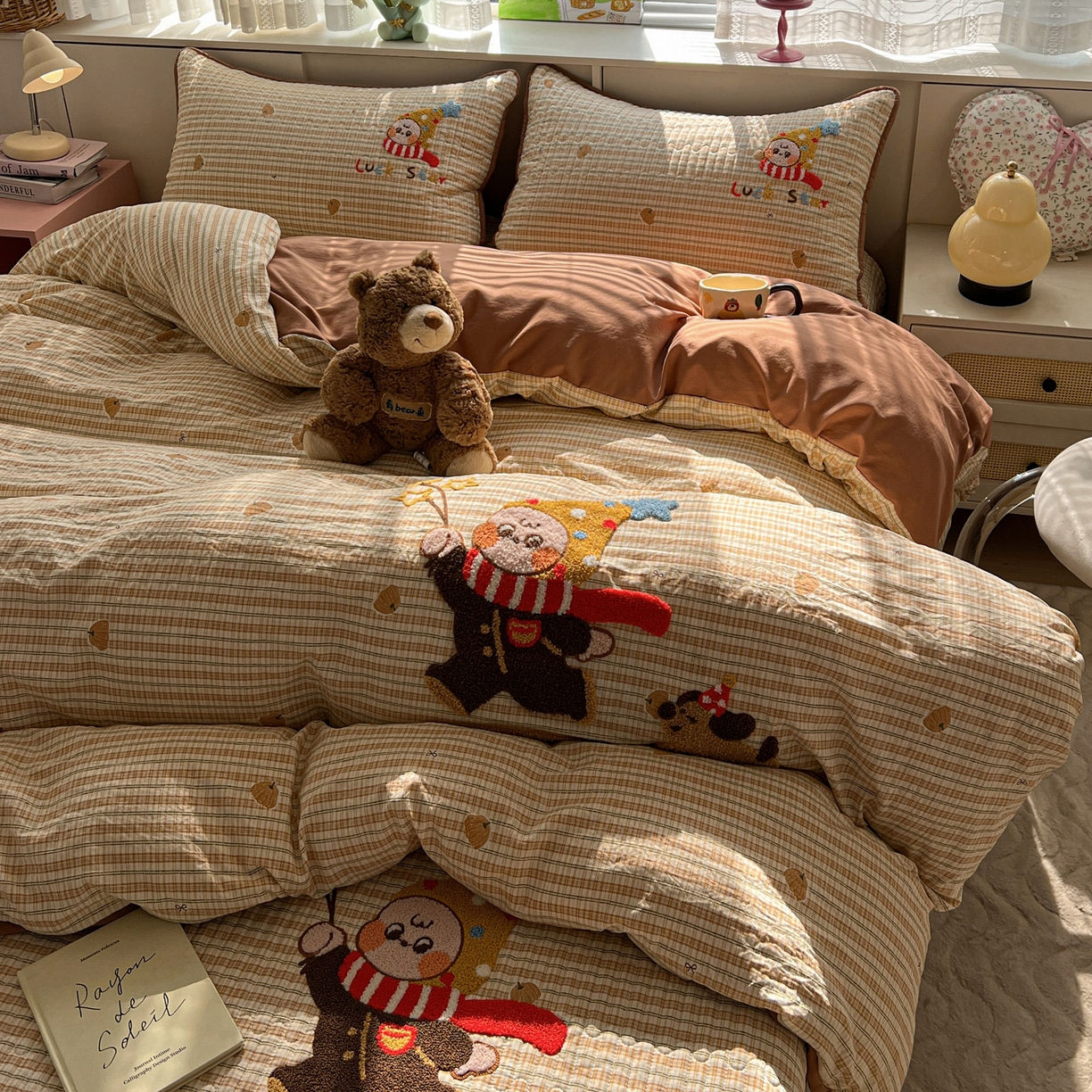 91家纺网 家纺一手货源 找家纺 水墨江南 2026直播热款加厚仿棉古法水洗棉夹棉床盖系列 星星男孩