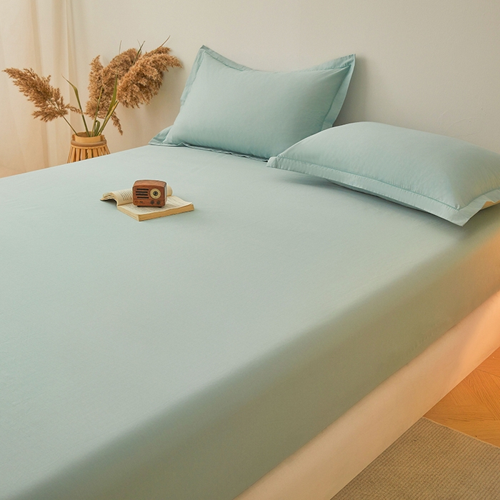 91家纺网 家纺一手货源 找家纺 名优家纺 2026新款纯色高密全棉纯棉床笠单床笠床笠单件 莫奈绿