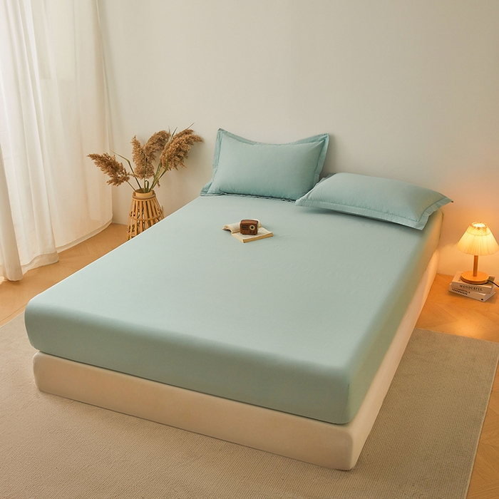 91家纺网 家纺一手货源 找家纺 名优家纺 2026新款纯色高密全棉纯棉床笠单床笠床笠单件 莫奈绿