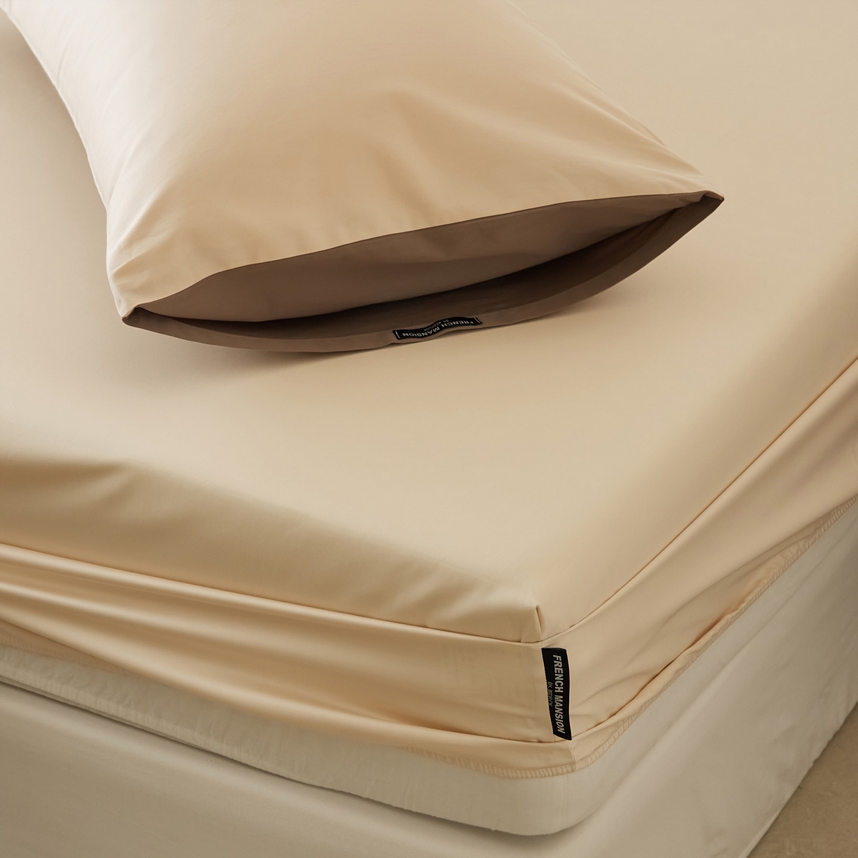 91家纺网 家纺一手货源 找家纺 EH家居 2026新款长绒棉安缦之境单品系列单床笠 安缦之境-浅香槟色