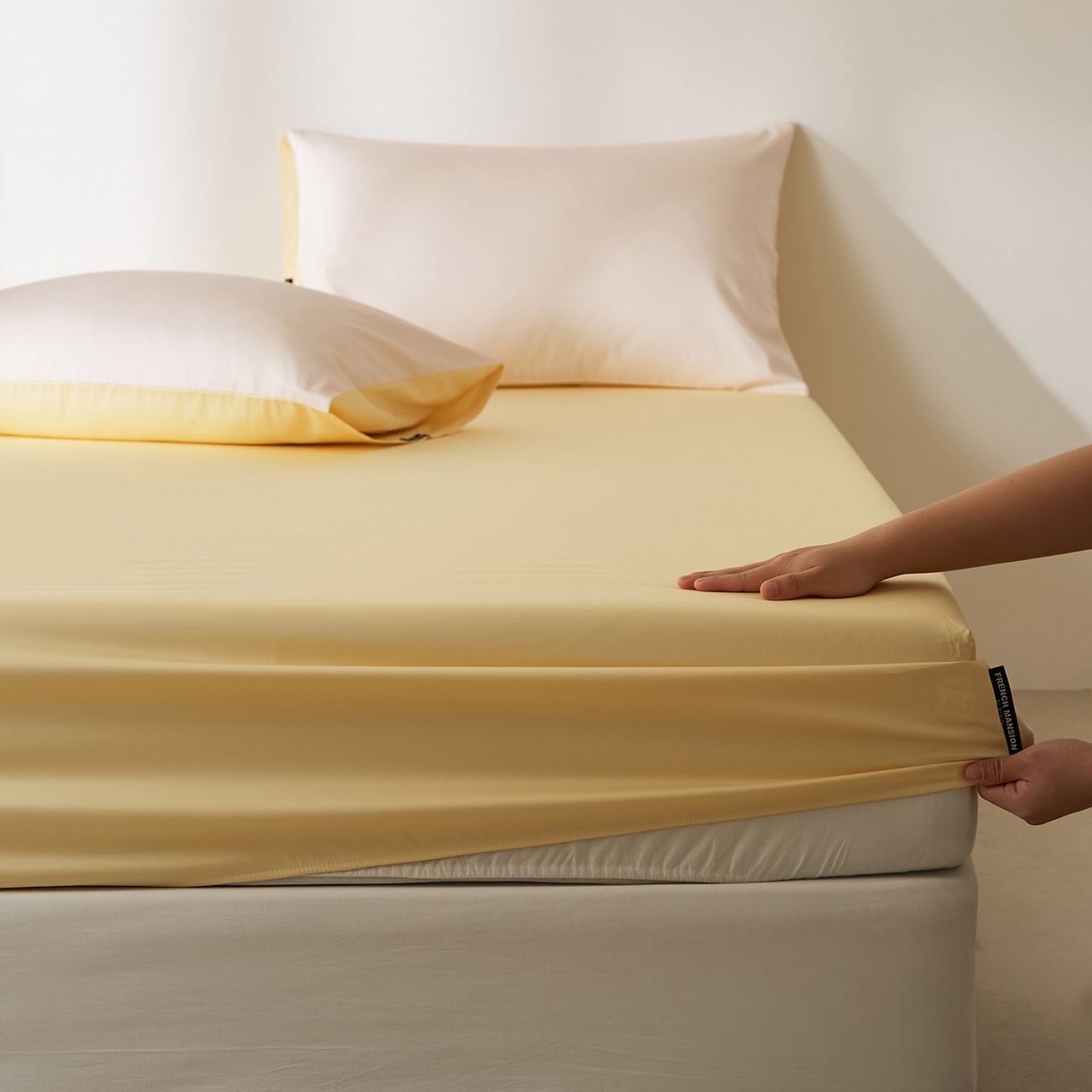 91家纺网 家纺一手货源 找家纺 EH家居 2026新款长绒棉安缦之境单品系列单床笠 安缦之境-奶盖黄