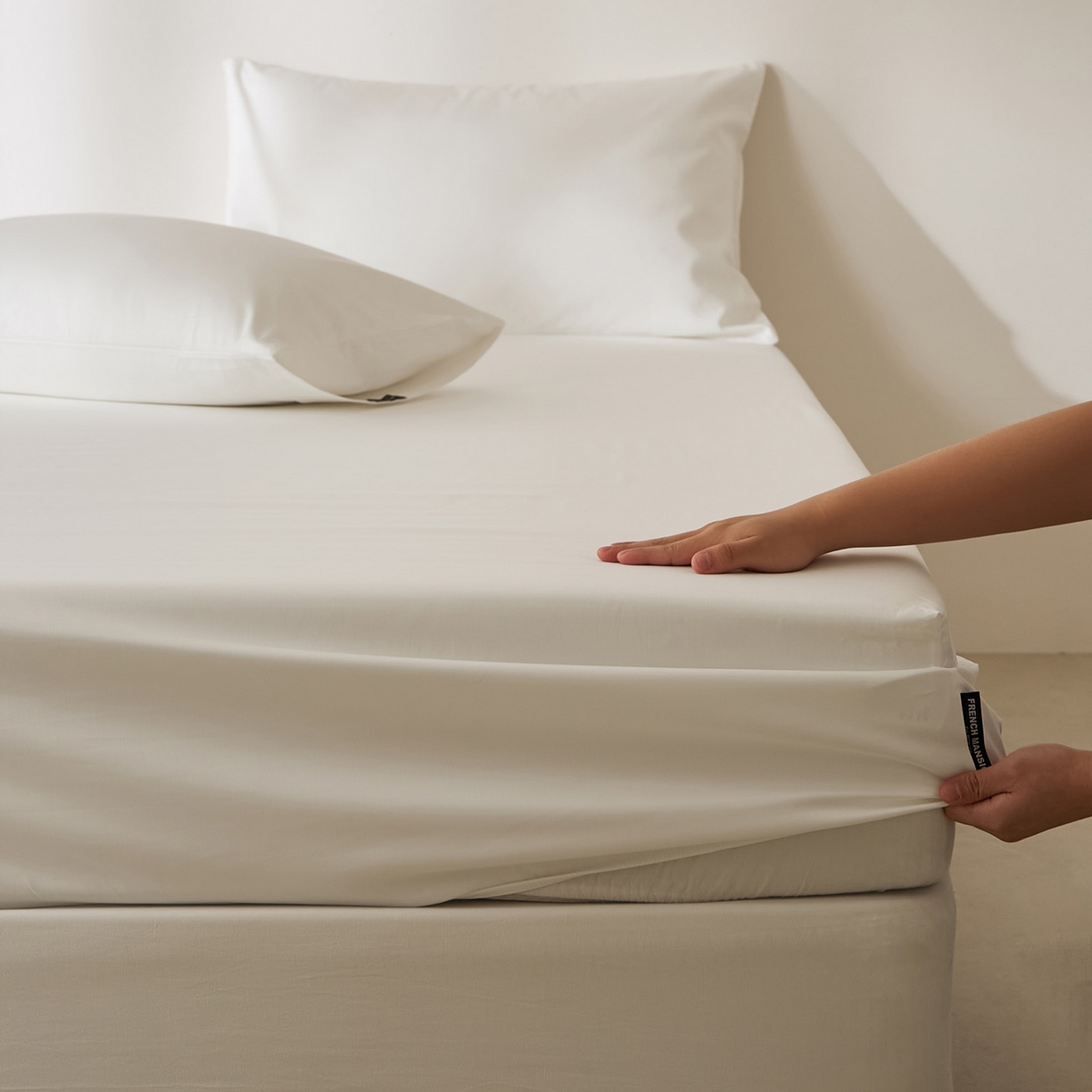 91家纺网 家纺一手货源 找家纺 EH家居 2026新款长绒棉安缦之境单品系列单床笠 安缦之境-月影白