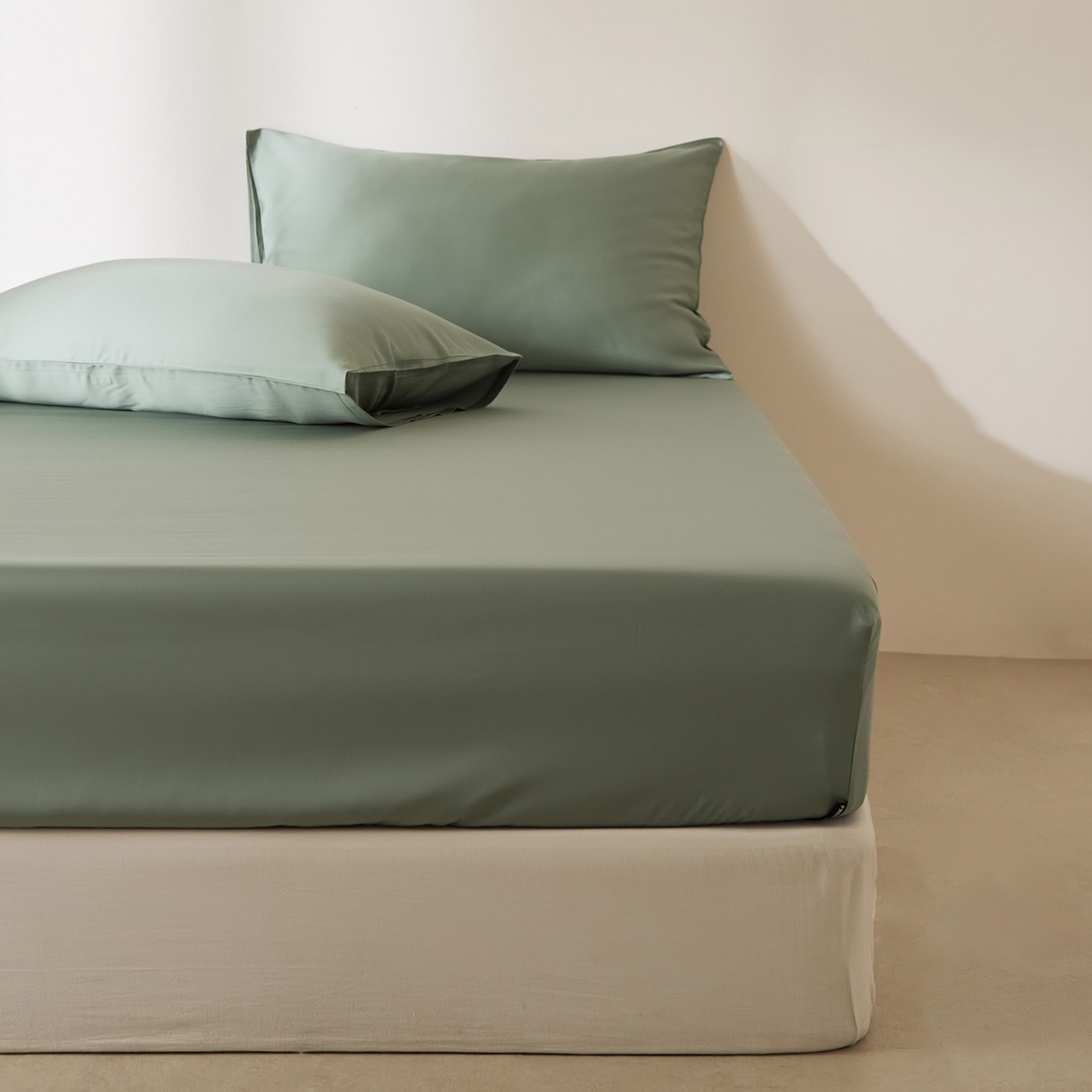 91家纺网 家纺一手货源 找家纺 EH家居 2026新款长绒棉安缦之境单品系列单床笠 安缦之境-藻绿