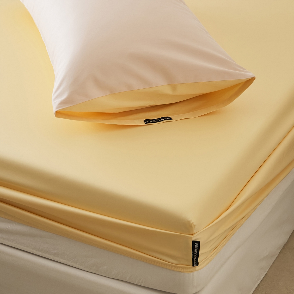 91家纺网 家纺一手货源 找家纺 EH家居 2026新款长绒棉安缦之境单品系列单床笠 安缦之境-奶盖黄